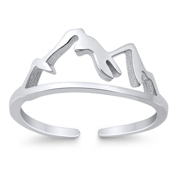 Adjustable Mountain Shape Toe Rings For Women Finger Foot Jewelry 925 Sterling Silver(7mm)